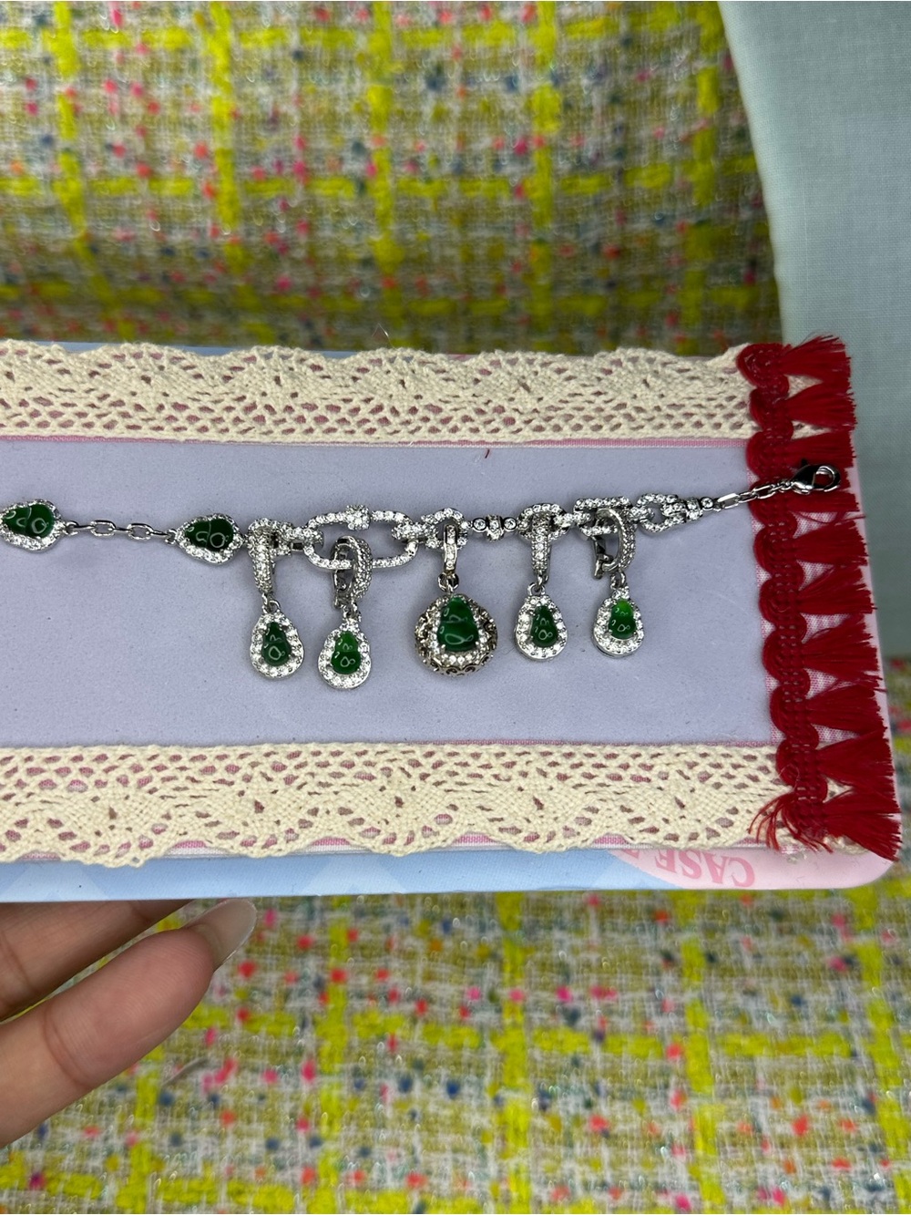 AA great king green jade bracelet 5 Calabash charm all charm are remove able